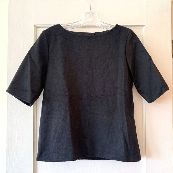 Club Monaco | Black Faux Pony Hair Texture Top - Picture 1 of 8